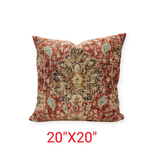 20 x 20 Pillow Expanding Red and Brown Flower