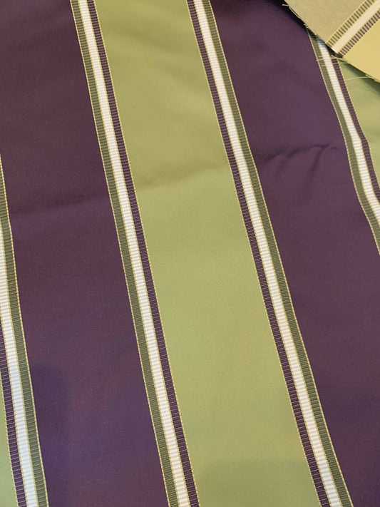 Robert Allen Green and Purple Striped Fabric Remnant