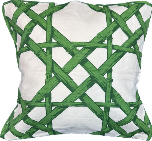 20"x20" Geometric Print Pillow Cover (Thibaut: F913140 Cyrus Cane - Emeral Green)
