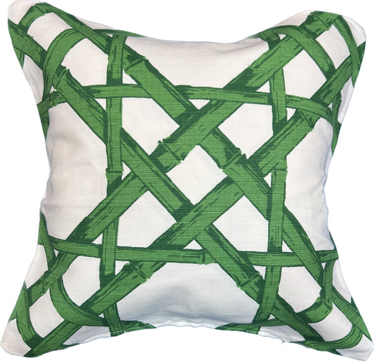 18"x18"  Geometric Print Pillow Cover (Thibaut: F913140 Cyrus Cane - Emeral Green)