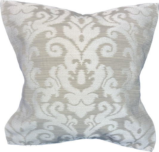20"x20" Damask Pillow Cover (Wesco: Life's too Short - Flax)