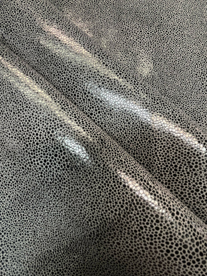 Black Pearl Metallic Stingray on Gray Cow Suede