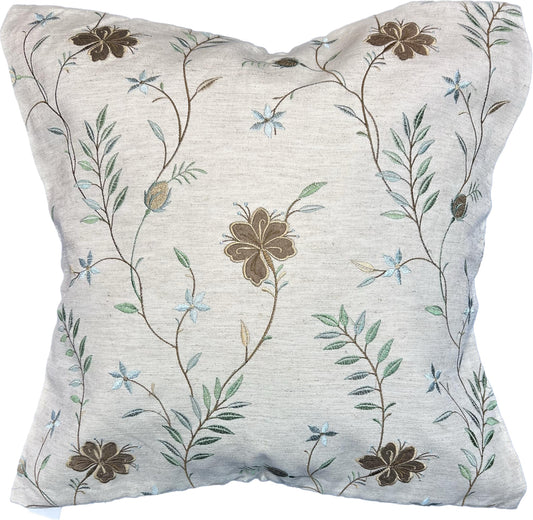 20"x20" Floral Embroidery Pillow Cover